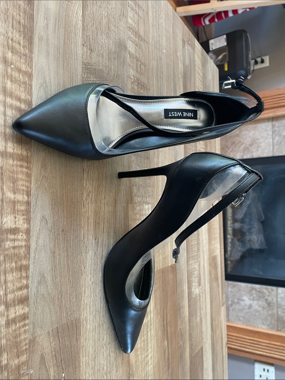 Nine West Black Pointed Toe Slingback Stiletto Heels